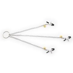 Nipple And Clit Clamp With Bell Black