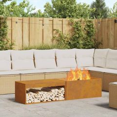 Φούρνος με αποθήκευση ξύλων 160x45x35 εκ από weathering steel 859003