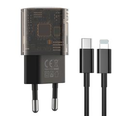 XO-CE05 EU GaN Φορτιστής Ταχείας Φόρτισης 30W PD / 18W QC με Διαφανή Σχεδίαση και καλώδιο USB-C σε Lightning