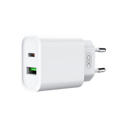 XO CE02A Φορτιστής Τοίχου 20W με Power Delivery & Quick Charge 3.0 – 2 Θύρες USB-A & USB-C + Καλώδιο USB-C σε USB-C
