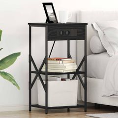 Κομοδίνο 2 pcs Μαύρη δρυς 41 x 31 x 76 εκ. Επεξεργασμένο ξύλο 859526