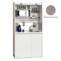 Πολυκουζίνα mini kitchen 105cm OFFICE απόχρωση πατητή τσιμεντοκονία με ψυγείο χωρίς φούρνο για ξενώνες, γραφεία & φοιτητικά studio