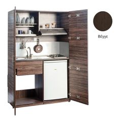 Πολυκουζίνα mini kitchen 125cm απόχρωση βεγγέ με αριστερή γούρνα και μεγάλες πόρτες για φοιτιτικά studios, γραφεία &καταλύματα