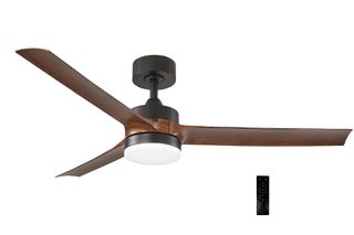 Ανεμιστήρας οροφής Φ132cm DC35W led ντιμαριζόμενος CCT με μοτέρ 22W μαύρος 6 ταχύτητες & 3 ABS πτερύγια χρώματος καρυδιάς