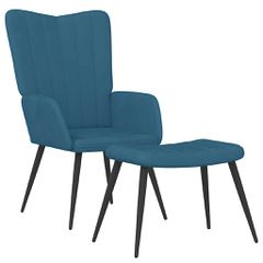 Πολυθρόνα Relax Μπλε Βελούδινη με Σκαμπό 327698-thumb-1
