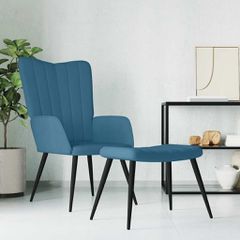 Πολυθρόνα Relax Μπλε Βελούδινη με Σκαμπό 327698