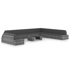 Σαλόνι Κήπου 11 Τεμαχίων Γκρι από Συνθετικό Ρατάν με Μαξιλάρια 3067183