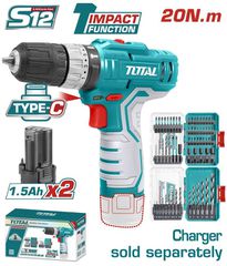 Δραπανοκατσάβιδο Κρουστικό Μπαταρίας TOTAL Li-ion 12V / 20Nm / με 2 Μπαταρίες 1.5Ah Type-C Επαγγελματικό ( TOSLI241197E )