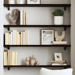 Ράφι Τοίχου Σκούρο Καφέ 80x20x2 εκ. Επεξεργ. Μασίφ Ξύλο Δρυός 363779