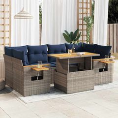 Σετ Σαλονιού Κήπου 7 τεμ. Γκρι Συνθετικό Ρατάν με Μαξιλάρια 3327568