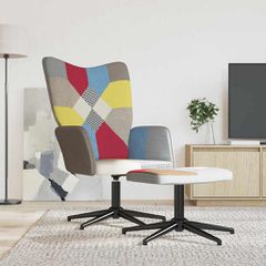 Πολυθρόνα Relax Σχέδιο Patchwork Υφασμάτινη με Σκαμπό 328188