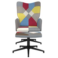 Πολυθρόνα Relax Σχέδιο Patchwork Υφασμάτινη με Σκαμπό 328188-thumb-2