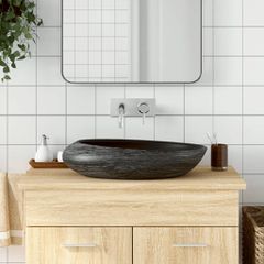 Νιπτήρας Οβάλ Γκρι και Μαύρος 59 x 40 x 14 εκ. Κεραμικός 155091
