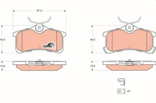 Τακάκια φρένων για TOYOTA COROLLA, AVENSIS TRW 0446602010, 0446602060, 0446620130