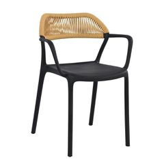 ΠΟΛΥΘΡΟΝΑ PP - UV ΜΑΥΡΗ - ROPE WICKER ΦΥΣΙΚΟ Πλάτος:58cm x Βάθος:53cm x Ύψος:77cm