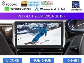 Peugeot 2008 (2013-19) Android οθόνη 10.1" Android 15 | 4GB RAM + 64GB ROM | 8-Core Snapdragon | Ασύρματο CarPlay & Ασύρματο Android Auto GPS WiFi DSP FM/RDS