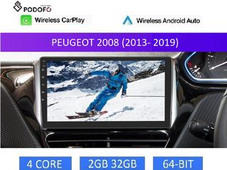 Peugeot 2008 (2013-19) Android οθόνη 10.1" 2+32GB Ασύρματο CarPlay & Aσύρματο Android Auto GPS  WiFi EQ