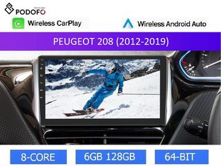 Peugeot 208 (2012-19) Οθόνη 10.1" Android 13 | 6GB RAM +128GB ROM | Ασύρματο CarPlay & Aσύρματο Android Auto | GPS, WiFi, DSP