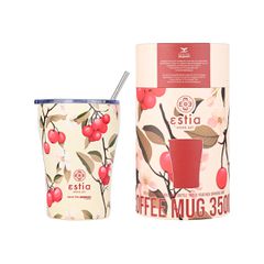 Ανοξείδωτο Θερμός - Κούπα Coffee Mug Με Καλαμάκι 350ml Save the Aegean Sakura Whisper Estia