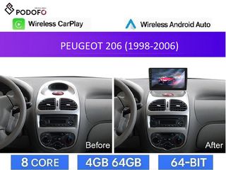 PEUGEOT 206 (1998-2006)  9'' οθόνη android 4GB 64GB wireless carplay wireless android auto Android Car Radio 9" 4+64GB 8-Core Ασύρματο CarPlay & Aσύρματο Android Auto GPS  WiFi DSP