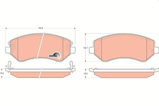 Τακάκια φρένων CHRYSLER / DODGE / JEEP 5019985AB, 5066427AA, 5019984AA, 05096349AA