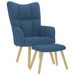Πολυθρόνα Relax Μπλε Υφασμάτινη με Υποπόδιο 4016786