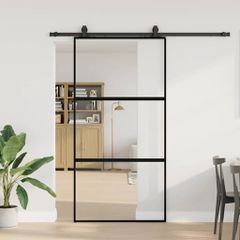 Σετ συρόμενης πόρτας με υλικό μαύρο 102,5x205 cm 3375876