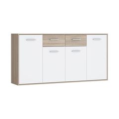 Μπουφές Drepen μελαμίνη σε λευκό και sonoma χρώμα 162.3x34.2x81.7εκ