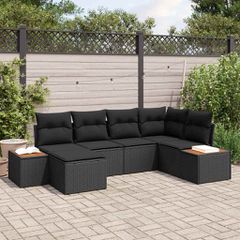 Σετ Καναπέ Κήπου 6 pcs Μαύρο 264 x 154 x 85 εκ. Πολυ ράταν