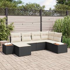 Σετ Καναπέ Κήπου 6 pcs Μαύρο και κρεμ 264 x 154 x 85 εκ.