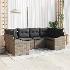 Σετ Καναπέ Κήπου 6 pcs Γκρι Πολυ rattan, βαμμένο ατσάλι