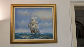 2 Ελαιογραφίες σε καμβά με θαλασσινό θέμα σε σε πολύ καλό κάνδρο και με υπογραφή του καλλιτέχνη