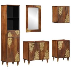 Σετ Ντουλαπιών Μπάνιου 5 τμχ. Μέλι Καφέ 62 x 33 x 58 εκ. 3310150