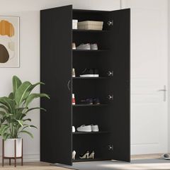 Ντουλάπα Παπουτσιών 80 x 35.5 x 180 εκ Επεξεργασμένο Ξύλο Μαύρο 3333837
