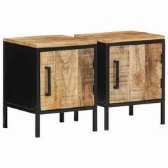 Κομοδίνο 2 pcs Καφέ και μαύρο 30 x 30 x 40 cm Μασίφ ξύλο μάνγκο