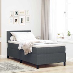 LED Κρεβάτι με βάθρο Σκούρο Γκρι και Λευκό 90 x 200 cm 3337584