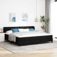 Κρεβάτι με ελατήρια με κεφαλάρι Μαύρο 200 x 200 cm ύφασμα 3340110