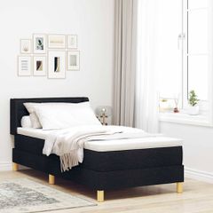 Κρεβάτι με ελατήρια με στρώμα Μαύρο 190 x 90 cm ύφασμα 3341204