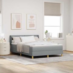 Κρεβάτι με ελατήρια Ανοιχτό γκρι 190 x 140 εκατοστά ύφασμα 3341286