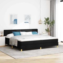 Κρεβάτι με ελατήρια με κεφαλάρι Μαύρο 200 x 200 cm ύφασμα 3341316
