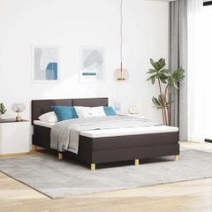 LED Κρεβάτι με βάθρο Σκούρο Καφέ 140 x 190 cm ύφασμα 3342439
