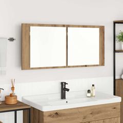 Ντουλάπα καθρέφτη LED Δρυός Artisan 100x12x45 εκ. Από επεξεργασμένο ξύλο