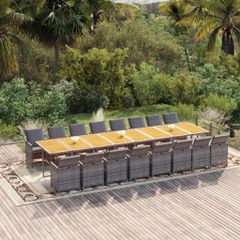 Σετ Τραπεζαρίας Κήπου 17 τεμ. Γκρι από Συνθ. Ρατάν με Μαξιλάρια 3095686