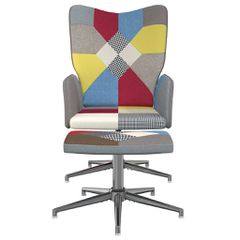 Πολυθρόνα Relax Σχέδιο Patchwork Υφασμάτινη με Σκαμπό 328190-thumb-2