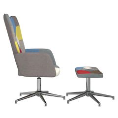 Πολυθρόνα Relax Σχέδιο Patchwork Υφασμάτινη με Σκαμπό 328190-thumb-3