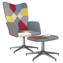 Πολυθρόνα Relax Σχέδιο Patchwork Υφασμάτινη με Σκαμπό 328190-thumb-1