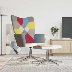 Πολυθρόνα Relax Σχέδιο Patchwork Υφασμάτινη με Σκαμπό 328190