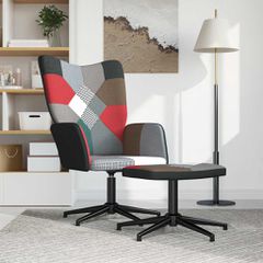Πολυθρόνα Relax Σχέδιο Patchwork Υφασμάτινη με Σκαμπό 328200-thumb-1