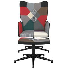 Πολυθρόνα Relax Σχέδιο Patchwork Υφασμάτινη με Σκαμπό 328200-thumb-2