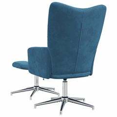 Πολυθρόνα Relax Μπλε Βελούδινη με Σκαμπό 328138-thumb-4